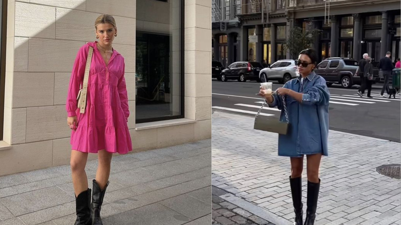Vestido e bota são uma dupla excelente para as mudanças de temperatura