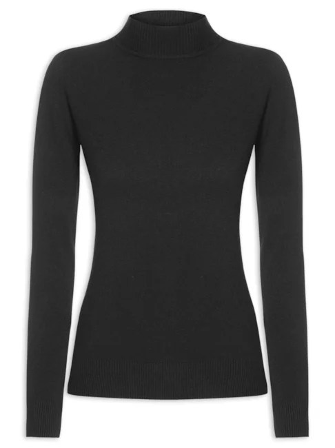 Blusa de gola alta preta