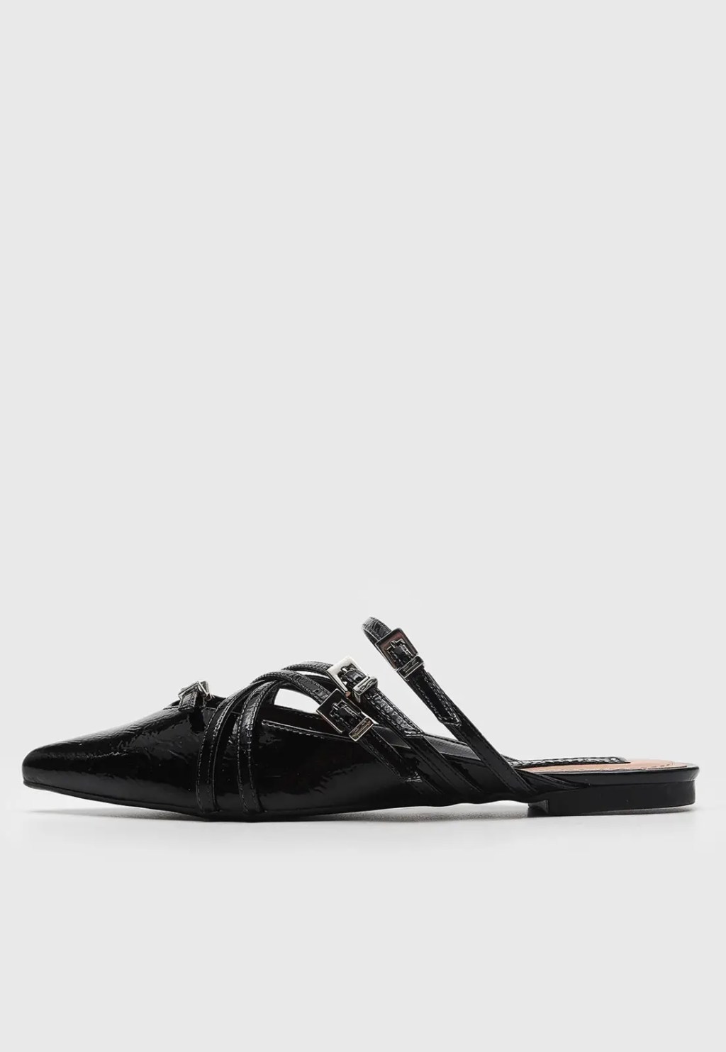 Sapatilha slingback mule com tiras prta