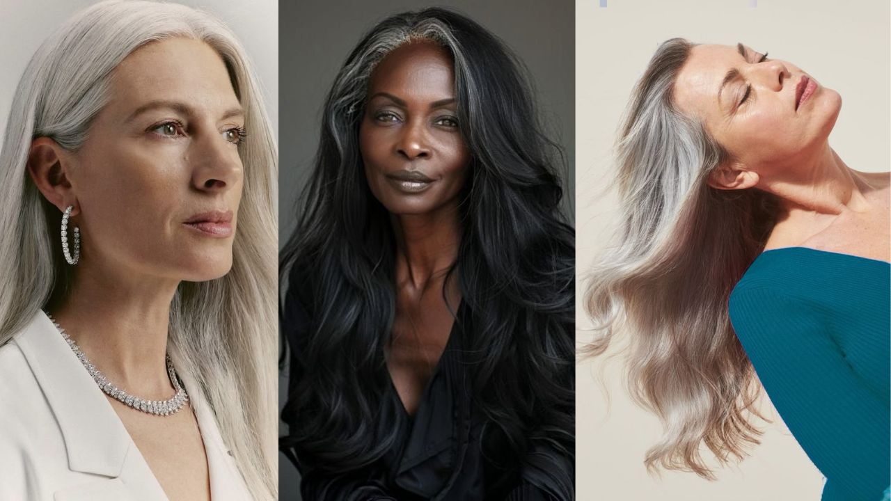 Imagem de três mulheres, sendo duas delas brancas vistas lateralmente e uma mulher negra vista de frente