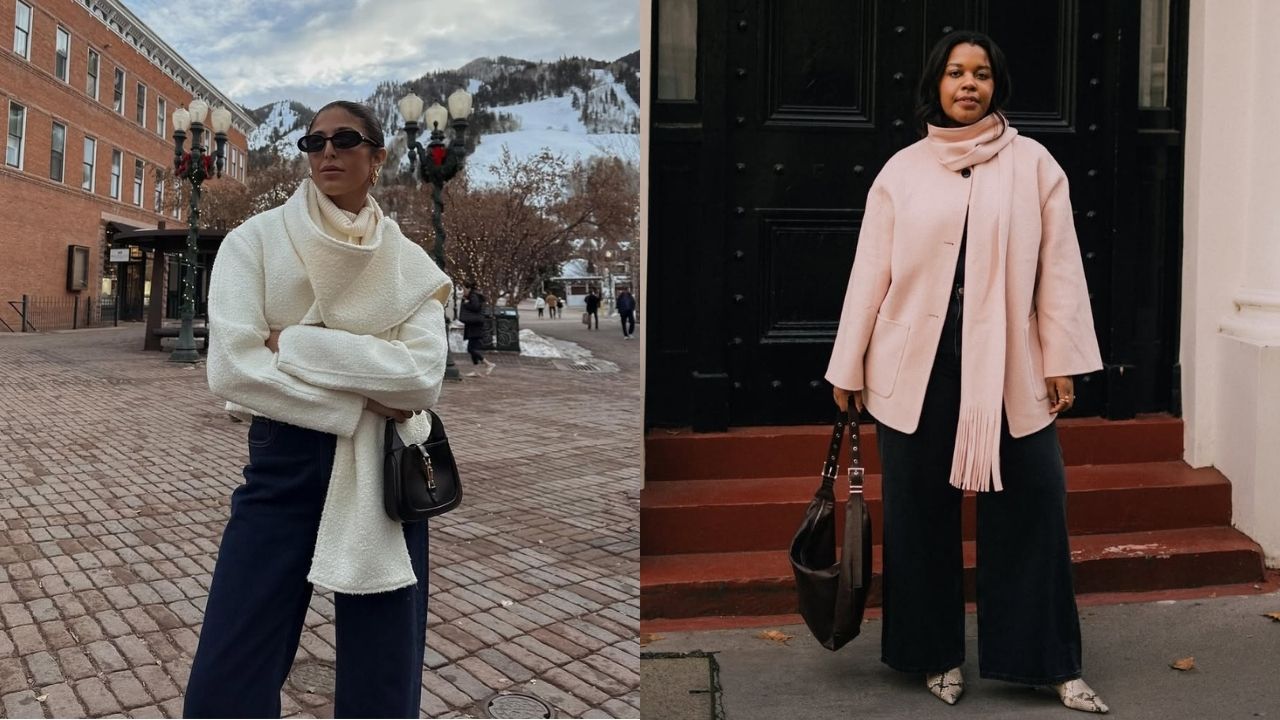 As composições com cachecol vão dominar os looks neste inverno!