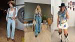 Três imagens de mulheres utilizando roupas de festa junina