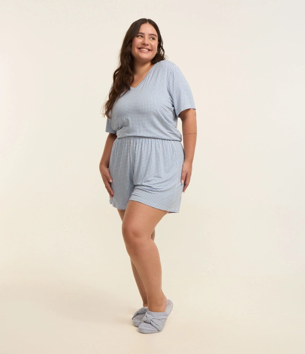 Pijama curto azul