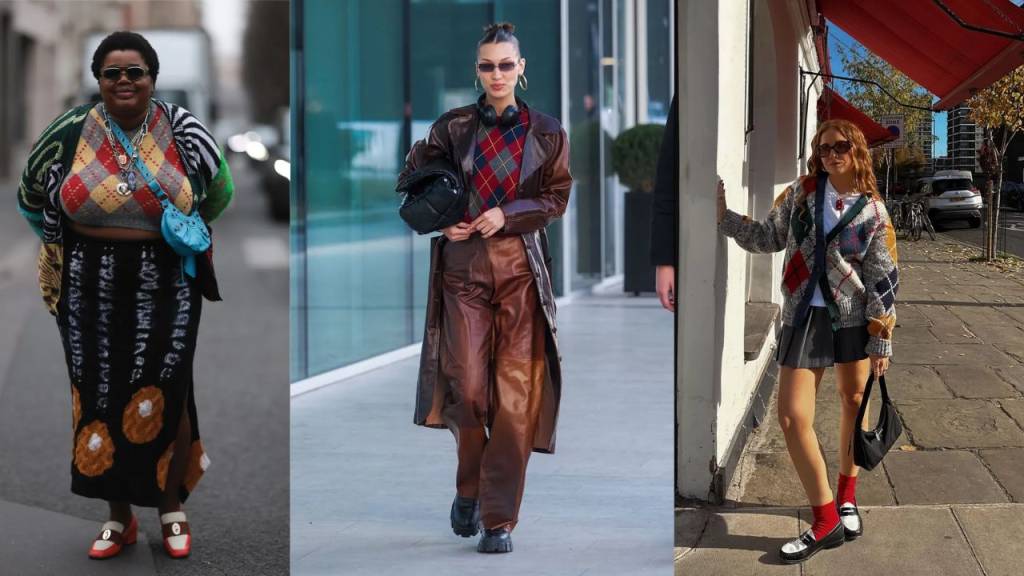 tendências-de-inverno (3) Imagem de três mulheres utilizando looks com estampa argyle
