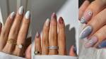 Três imagens mostram unhas com designs temáticos para o inverno.
