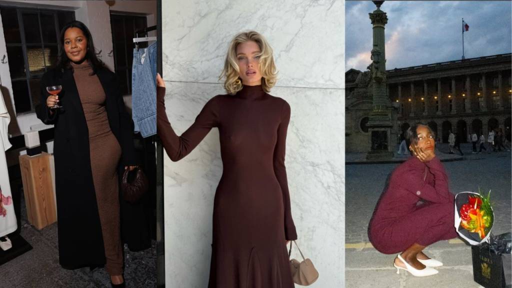 vestidos-inverno (2) Três imagens de mulheres posando para foto com vestidos longos