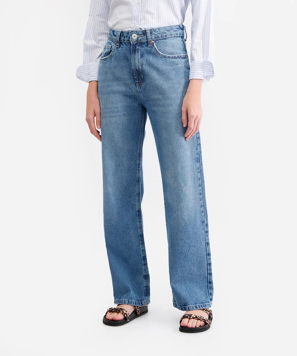 Calça jeans reta azul