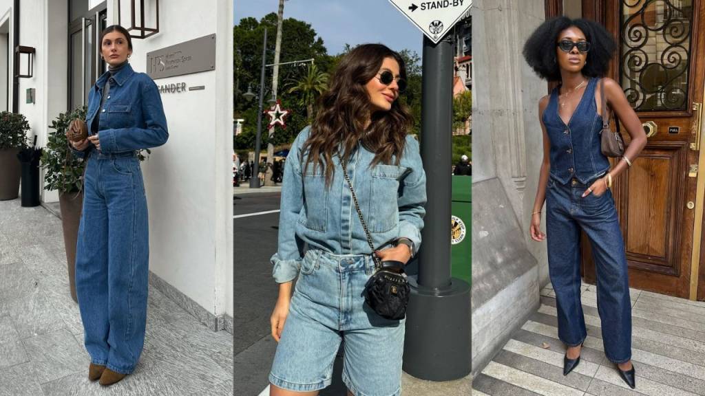 look-all-jeans Looks monocromáticos all jeans estão em alta