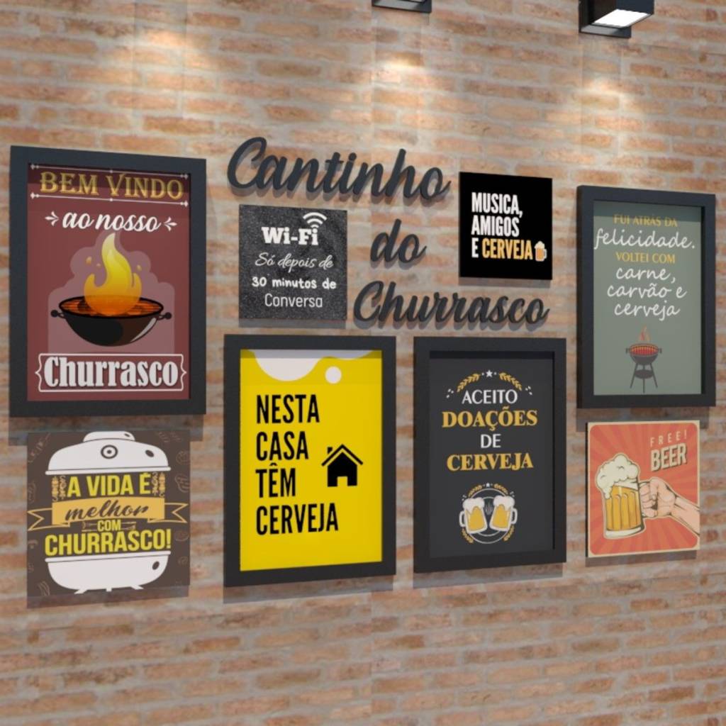 Quadros para colocar na área de churrasco.