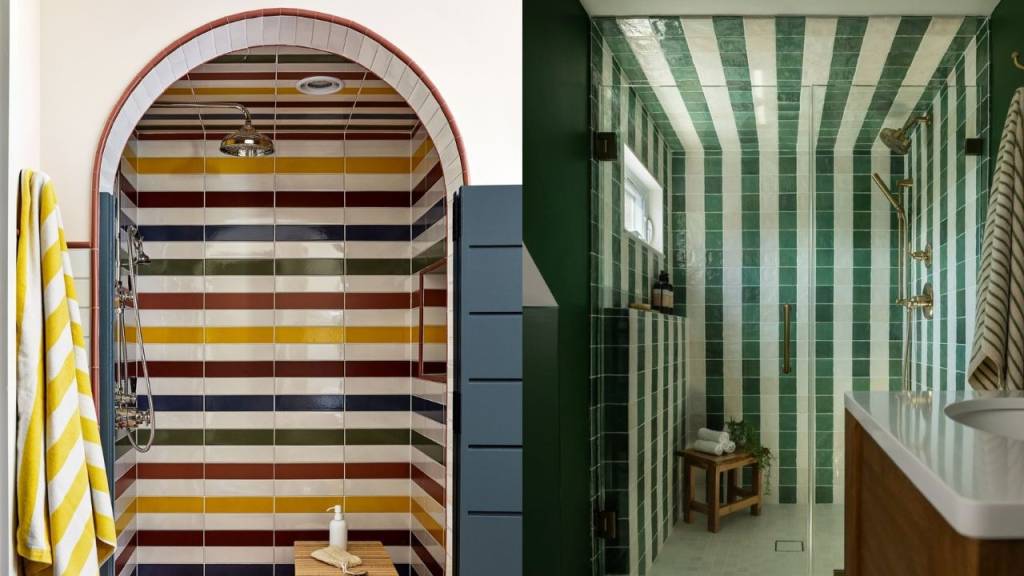 Azulejo listrado no banheiro: 8 inspirações para se apaixonar