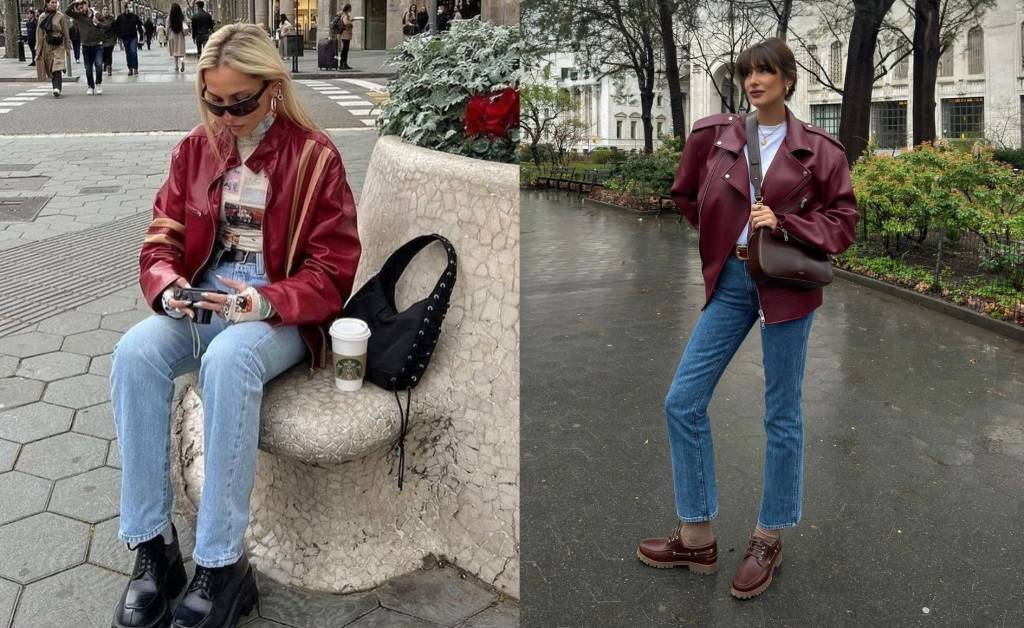 5 looks com jaqueta de couro vermelha que elevam qualquer produção