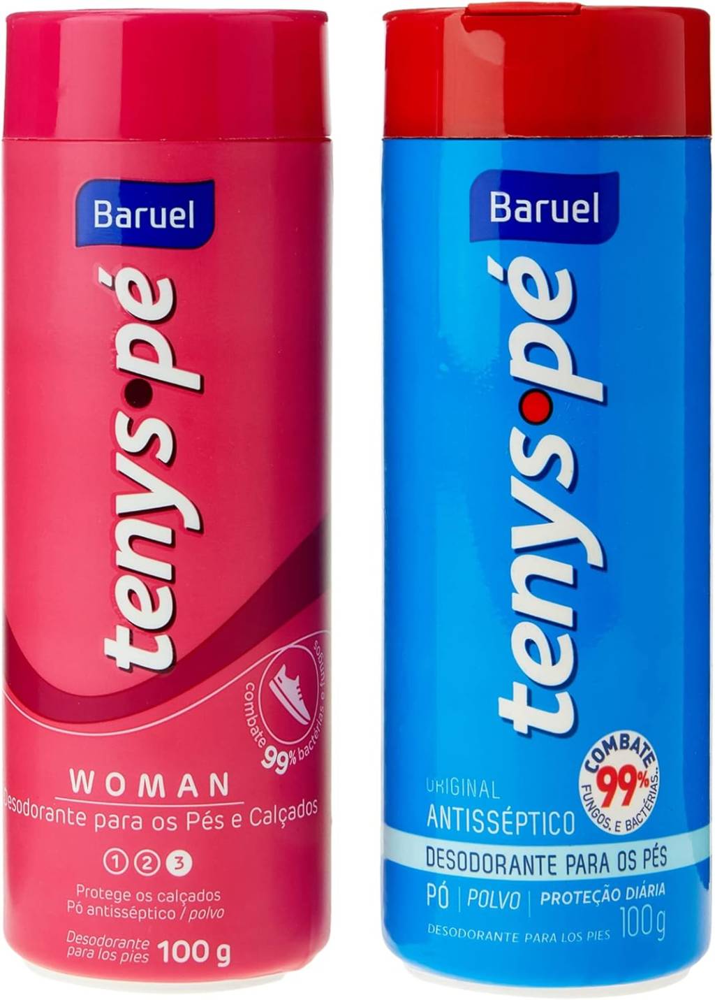 Tênis pé azul e rosa