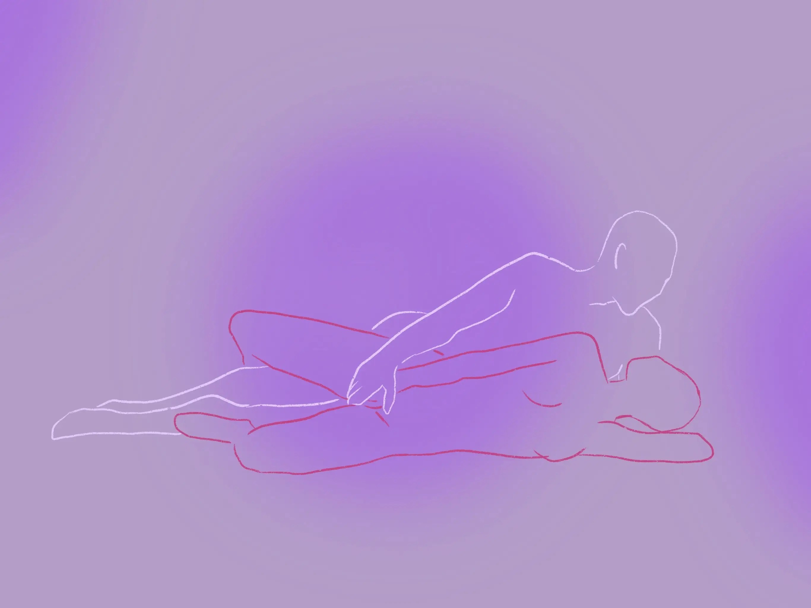 Ilustração de um casal fazendo a posição sexual de ladinho