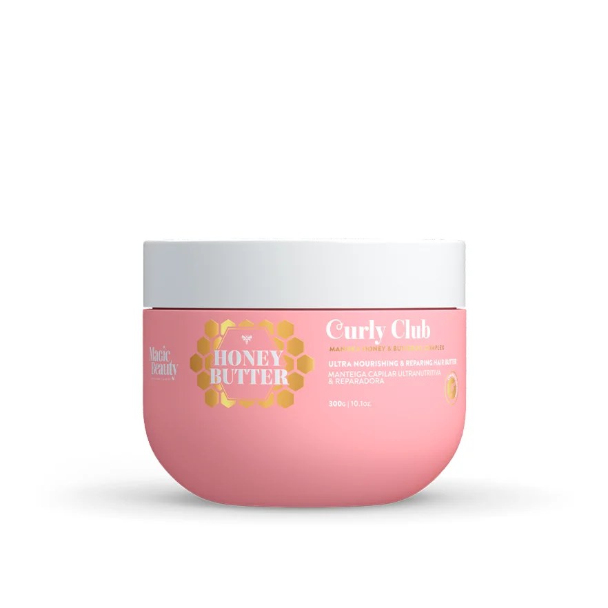 A máscara ﻿Magic Beauty Curly Club Honey Butter (300 g) é um tratamento de nutrição intensa desenvolvido para cabelos ondulados, cacheados e crespos.