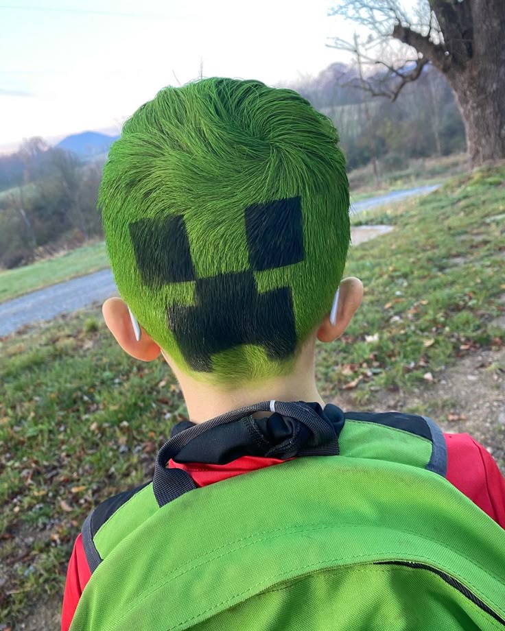 Cabelo pintado como personagem de Minecraft