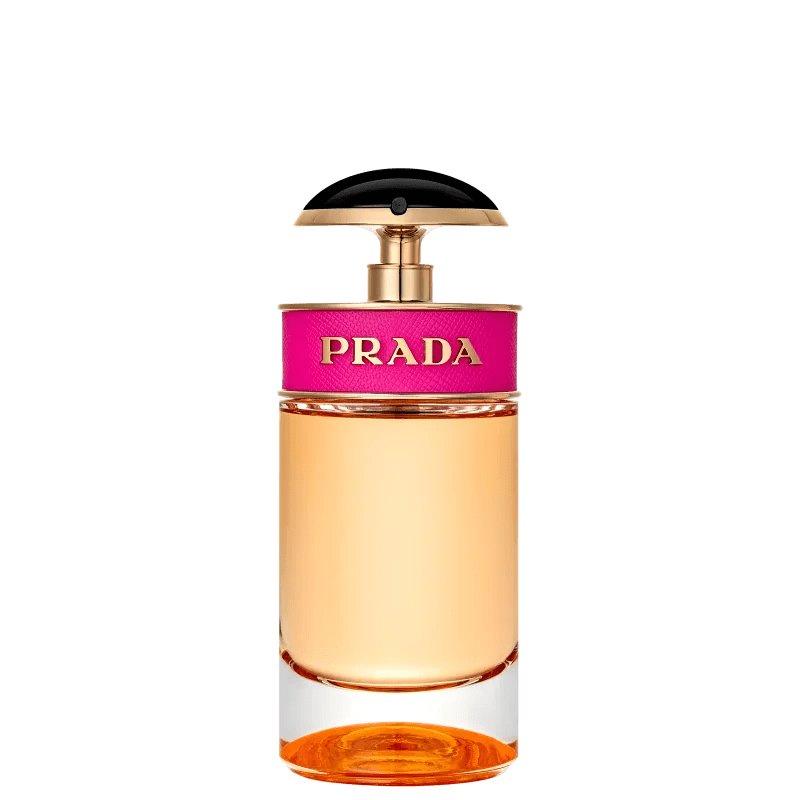 Embalagem rosa e dourada de perfume gourmand da Prada