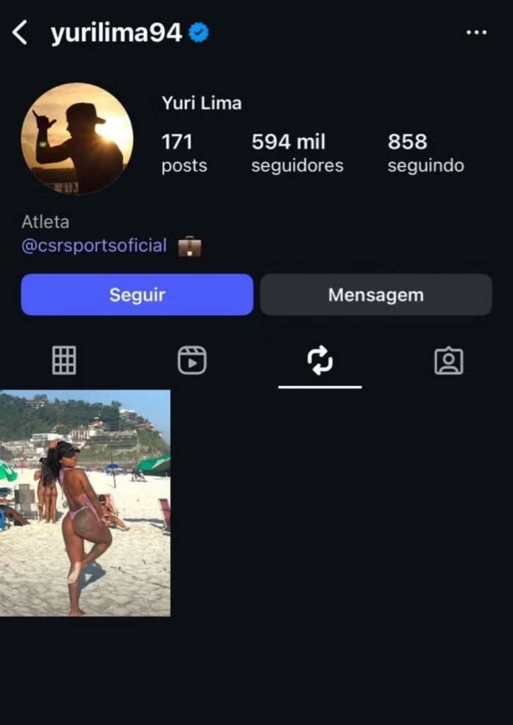 print-yuri-lima-adriely Yuri Lima, agora ex de Iza, chegou a compartilhar foto de mulher de biquíni.