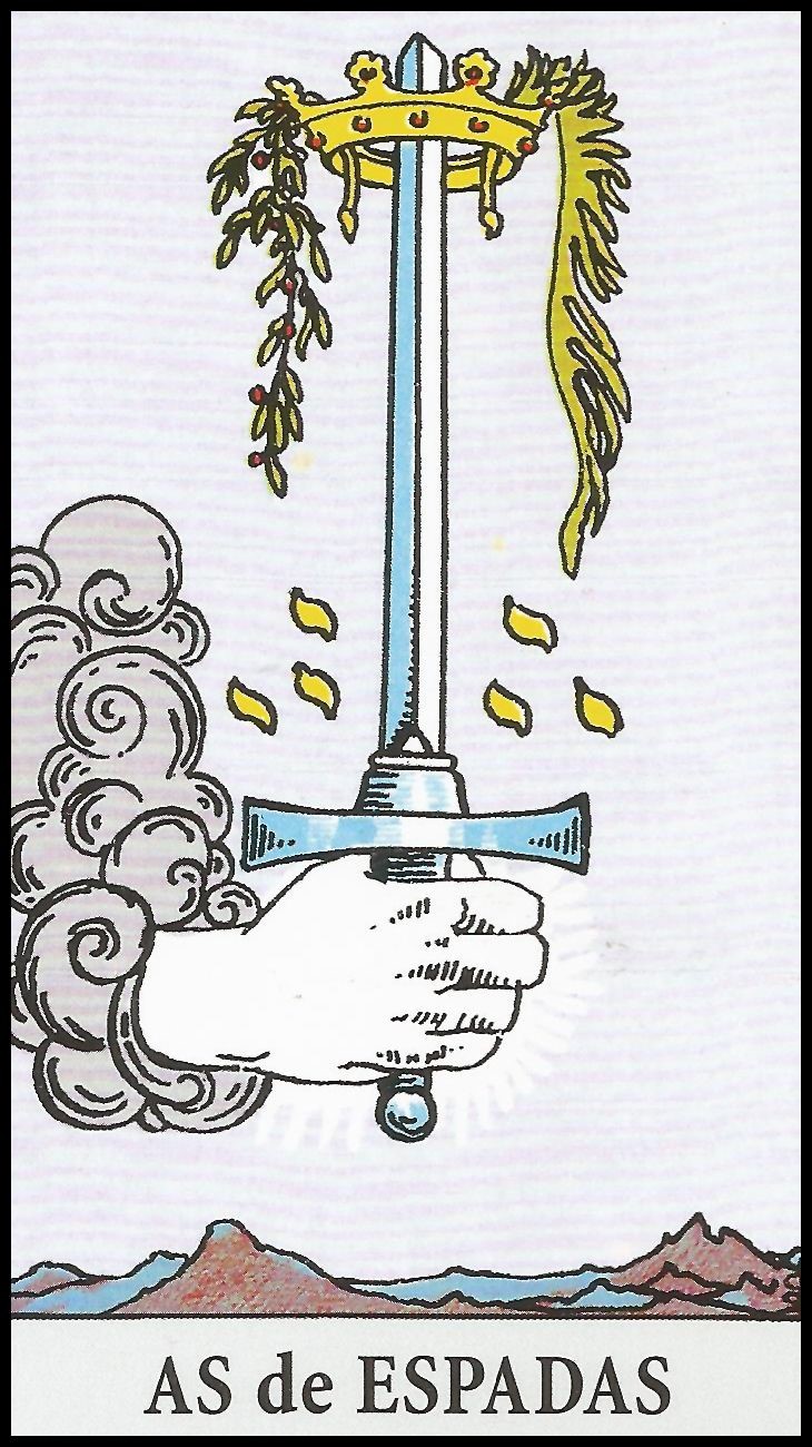 Imagem da carta de tar&ocirc; As de espadas, representando clareza e recome&ccedil;o