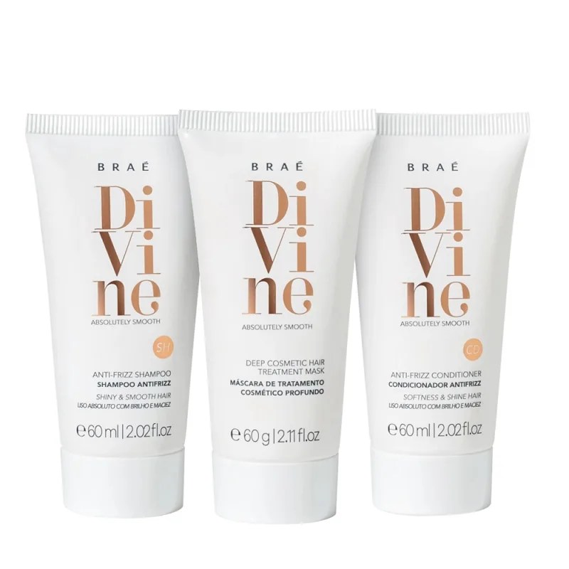 Imagem de kit travel size shampoo, condicionador e máscara da Braé.