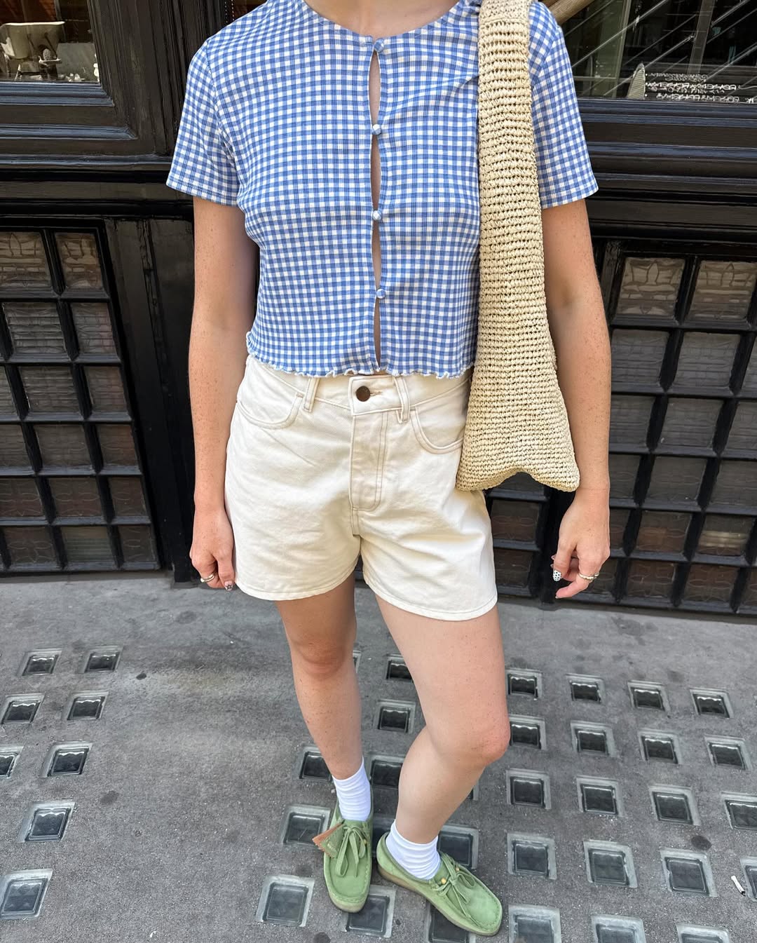 top vichy azul como tendência retrô