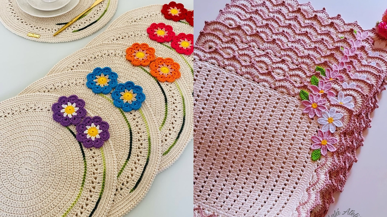 Sousplat de crochet coloridos e personalizados