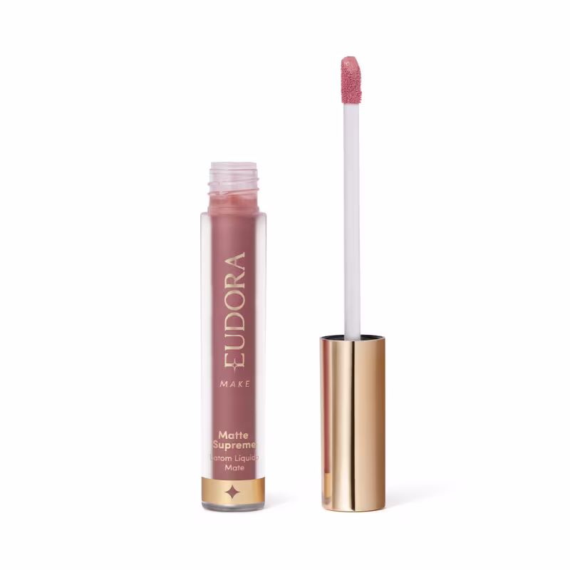 Foto do Batom L&iacute;quido Matte Supreme Eudora Rosa Nude Delicado