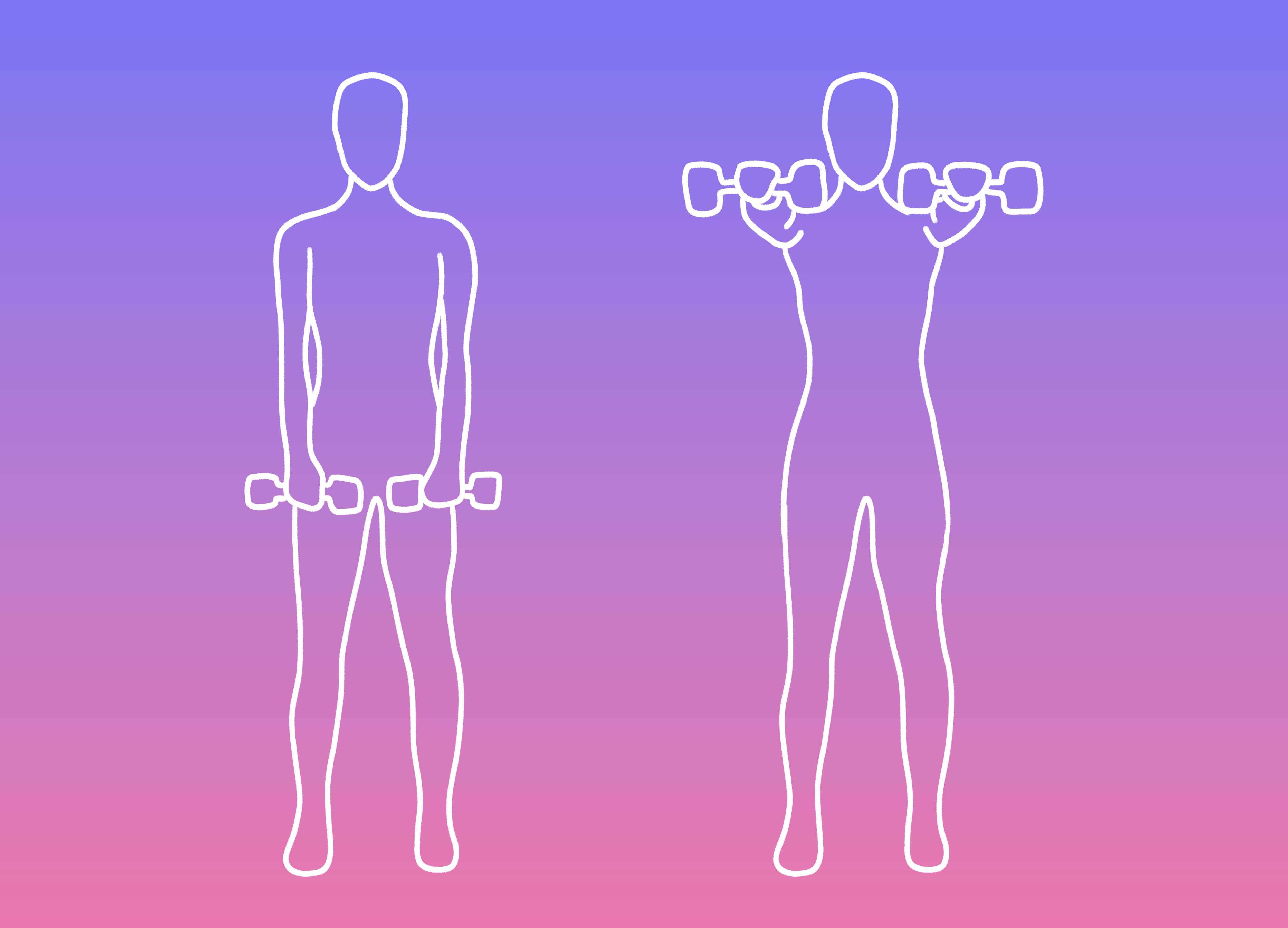 Ilustra&ccedil;&atilde;o de um humano fazendo eleva&ccedil;&atilde;o frontal