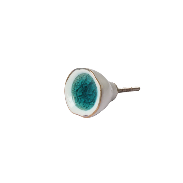 Puxador de cer&acirc;mica imita pedra preciosa verde