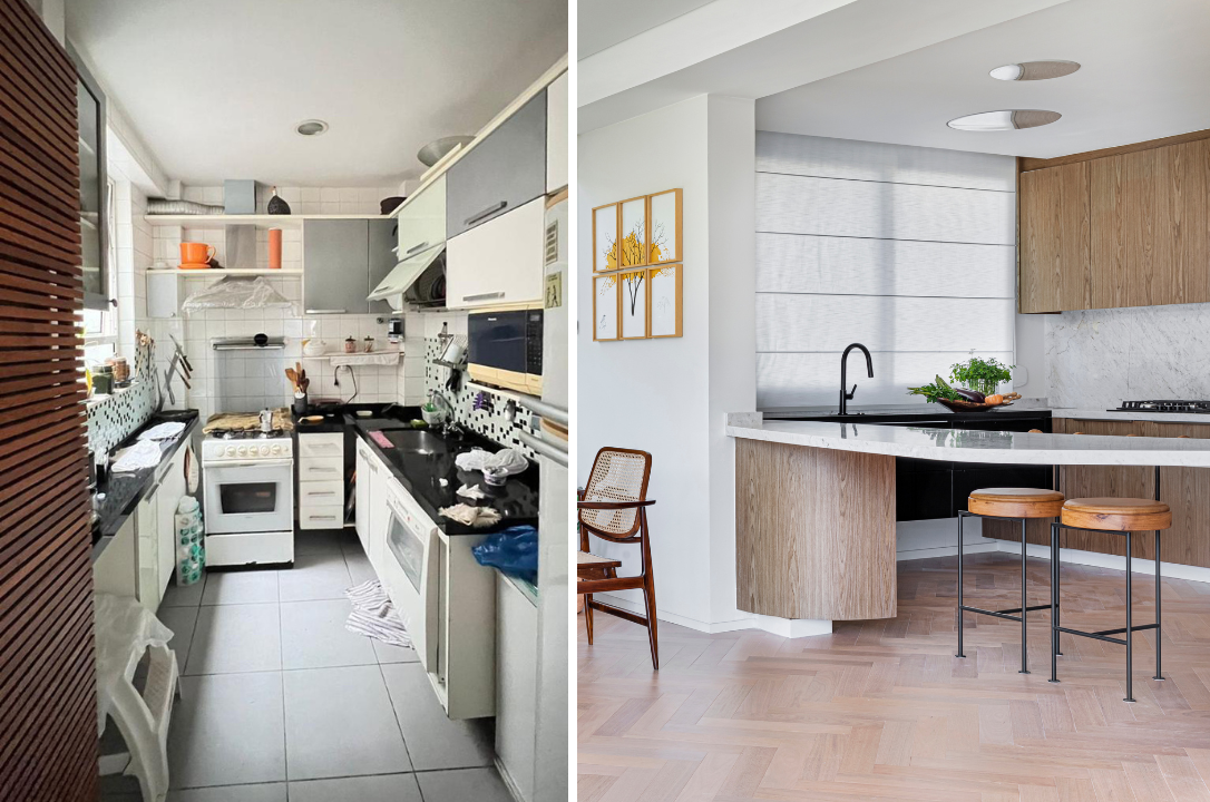 Antes e depois de cozinha