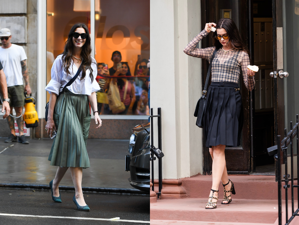 Produções com saia midi e camisa, estilo casual chic inspirado em O Diabo Veste Prada 2, com visual elegante e confortável ideal para o dia a dia com toque fashion