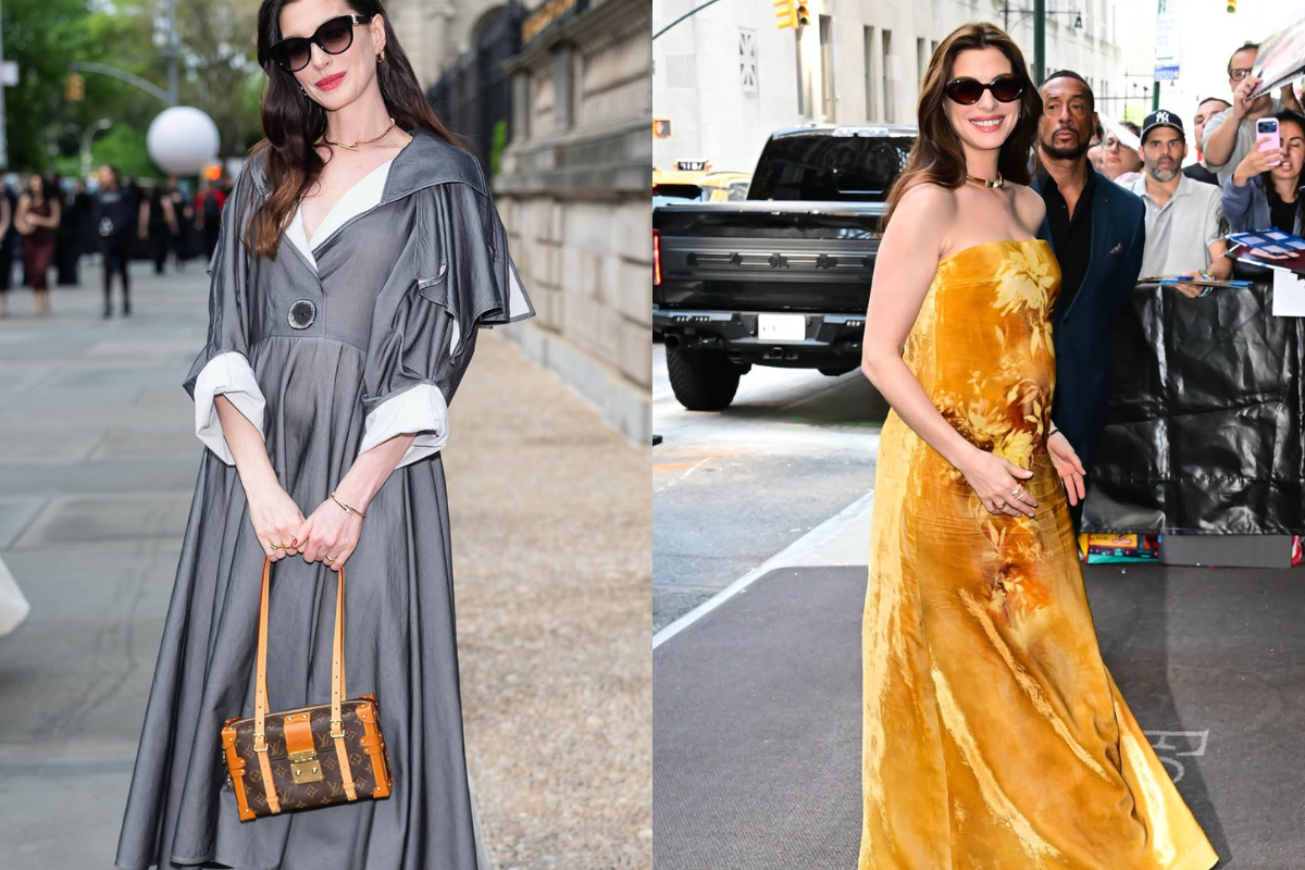 Moda gestante: os melhores looks de Anne Hathaway para grávidas elegantes