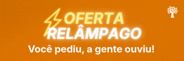 Banner laranja com texto branco e contorno amarelo neon: OFERTA RELÂMPAGO e Você pediu, a gente ouviu!. Um ícone de árvore branca está no canto superior direito