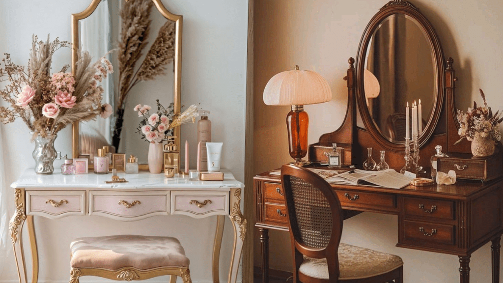 5 penteadeiras retrô que dão um toque de elegância ao quarto
