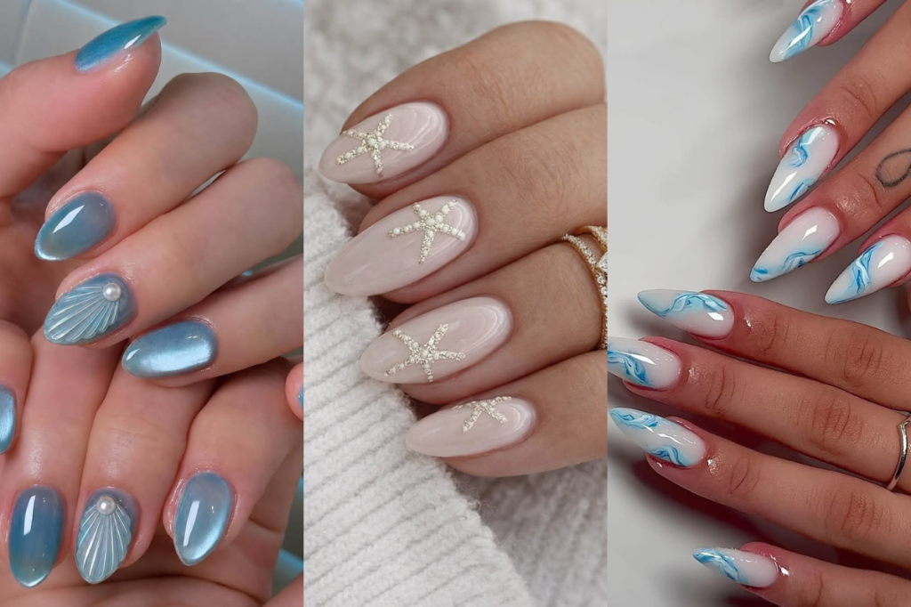 Unhas oceânicas: 6 ideias com conchas, estrelas-do-mar e efeito água para se inspirar
