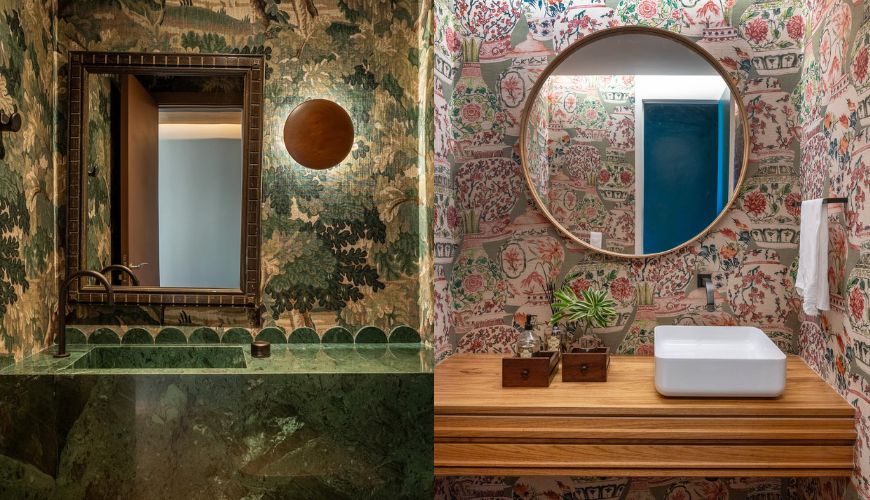 Lavabos com tecidos que deixam o ambiente mais elegante