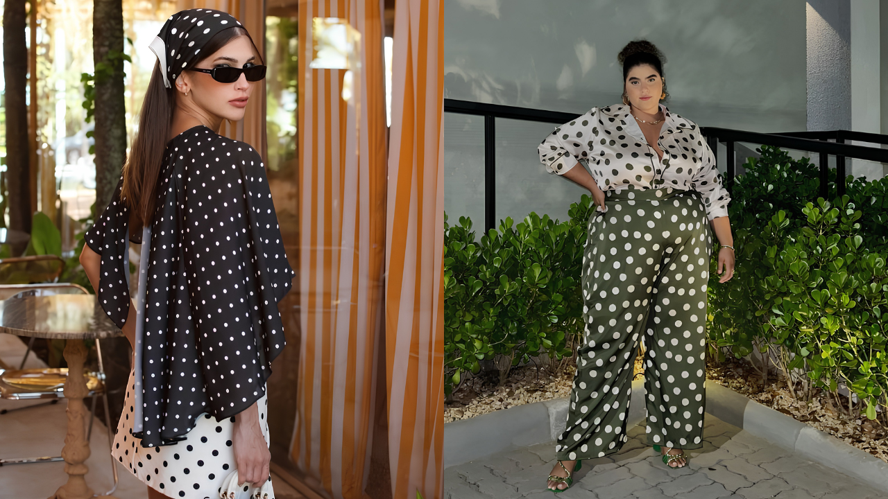 8 looks com poá que serão tendência na primavera 2026