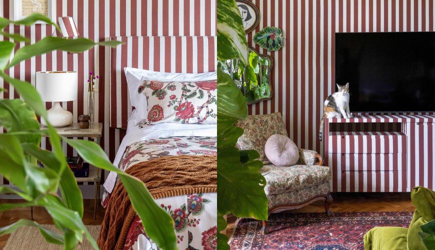 Da cama &agrave; parede: inspira&ccedil;&otilde;es de quartos com listras que criam composi&ccedil;&otilde;es elegantes