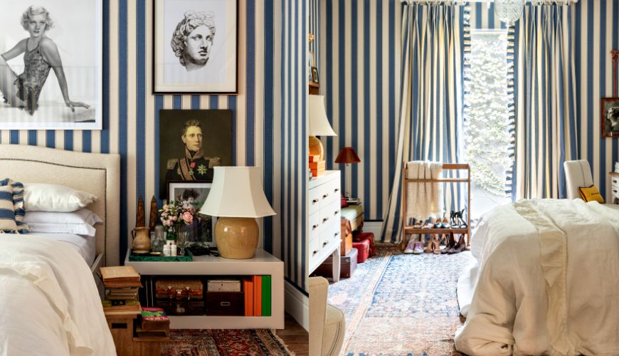 Da cama &agrave; parede: inspira&ccedil;&otilde;es de quartos com listras que criam composi&ccedil;&otilde;es elegantes