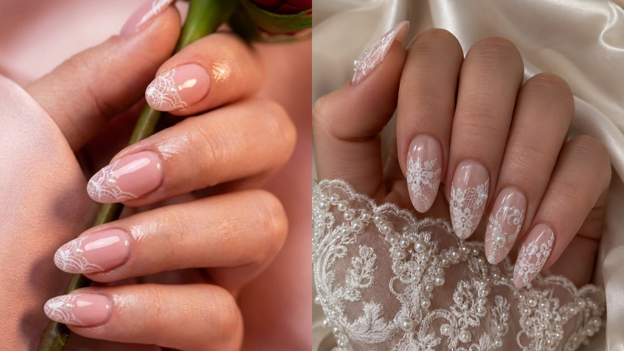 Francesinha de renda: 5 unhas delicadas que parecem verdadeiros bordados